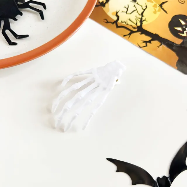 Halloween Skull Harajuku Hand Bone Hair Clip White - Shop at LoveMi