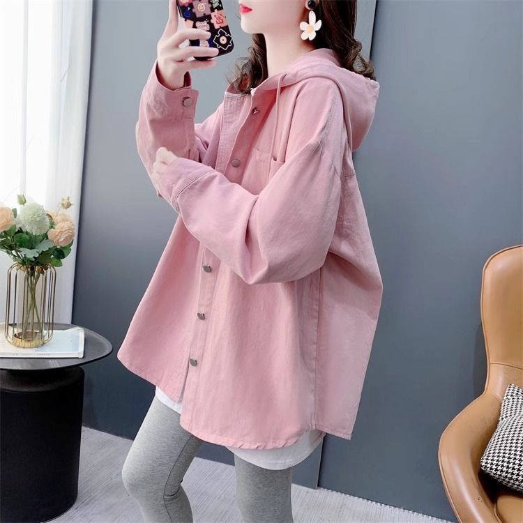 Thin Korean-style Shirt With A Hooded Top And Jacket