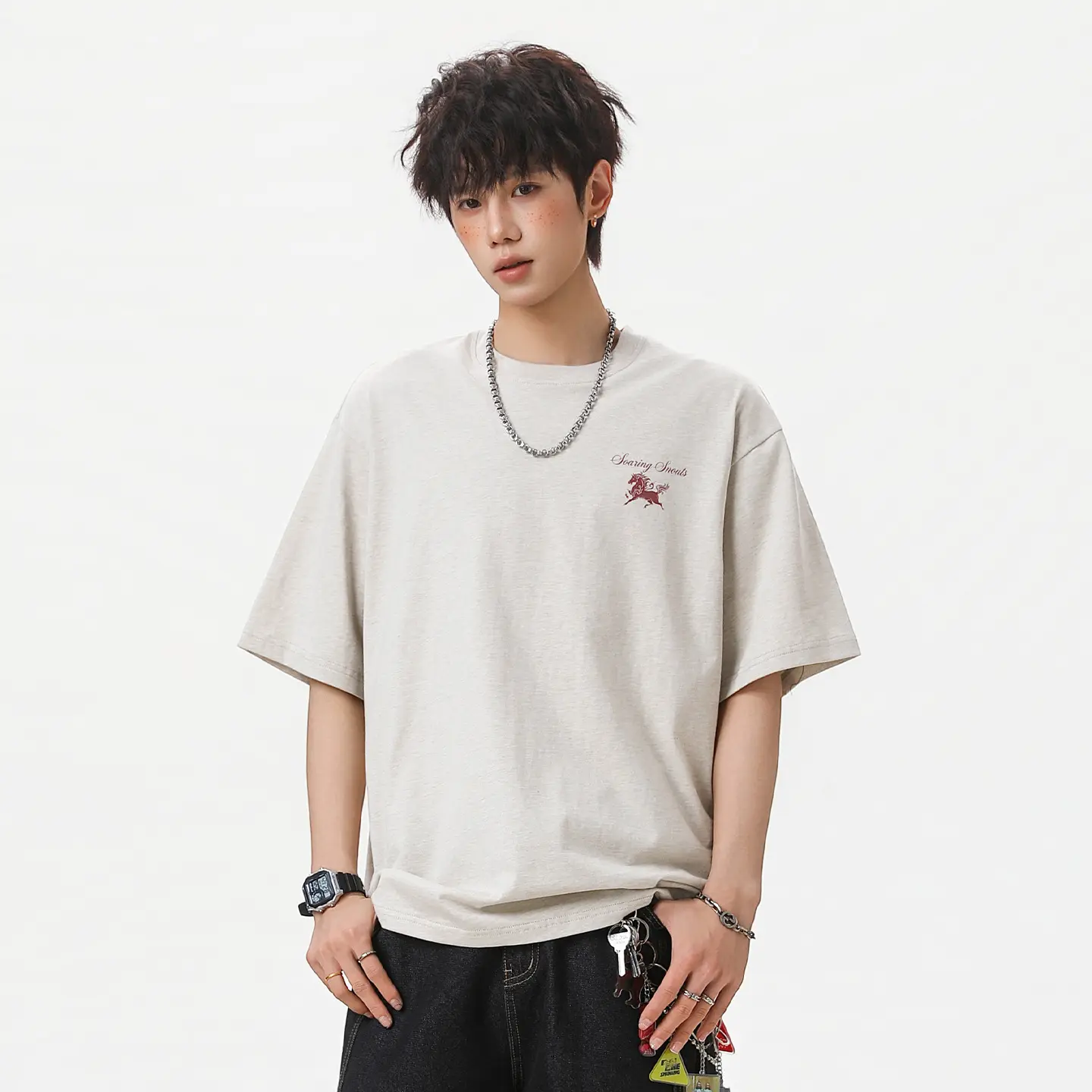 Men's New Retro Color-Block Printed Top