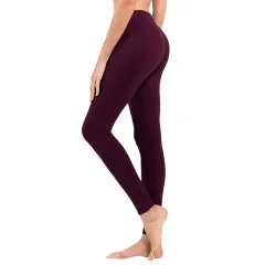 Solid Colour High Waist Cropped Leggings - Solid Colour Plum Purple - View 1