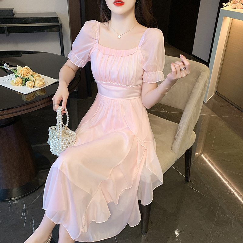 Women's Graceful And Fashionable Irregular Chiffon Midi Dress