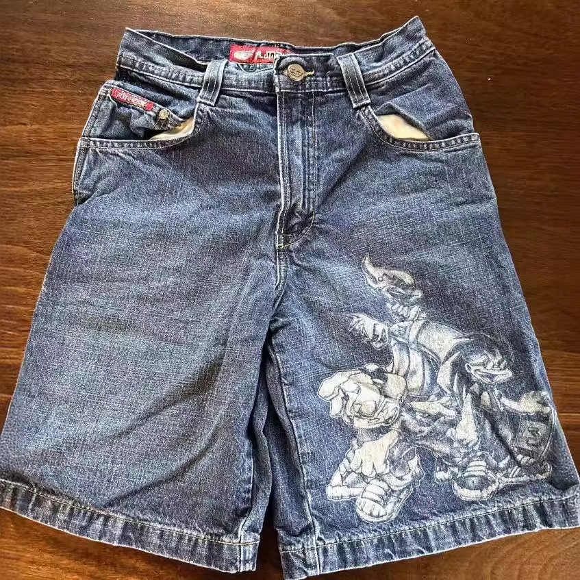 Casual Loose-fit Distressed Washed Five-quarter Length Pants