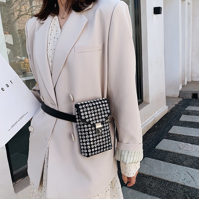 Mini Phone Vintage Diamond Encrusted Design Womens Shoulder Or Crossbody Bag