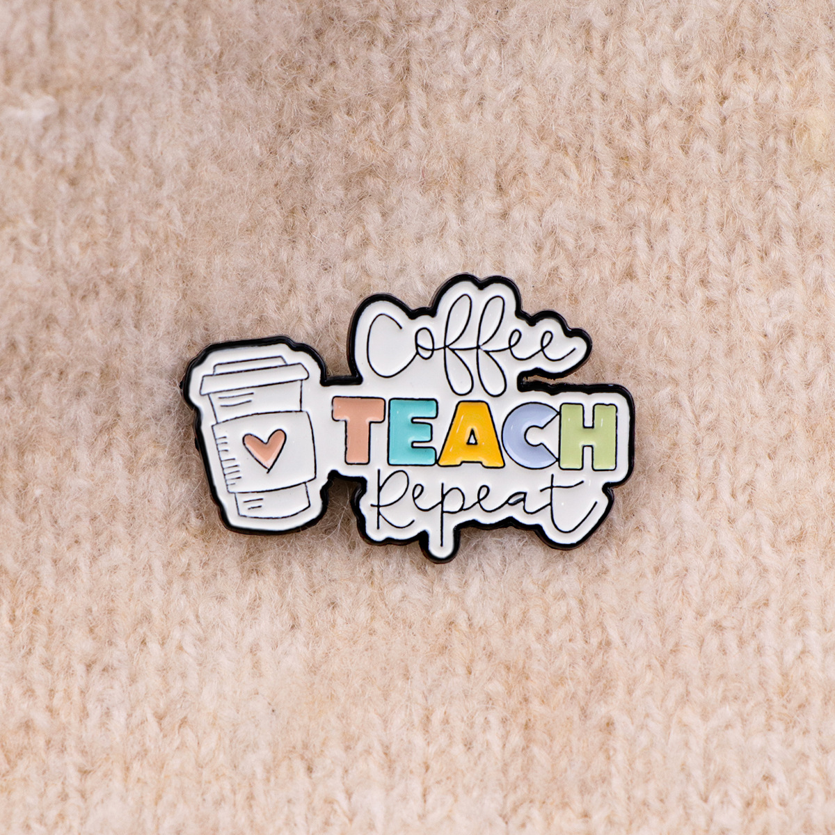 Coffee Quote Cartoon Metal Badge Brooch