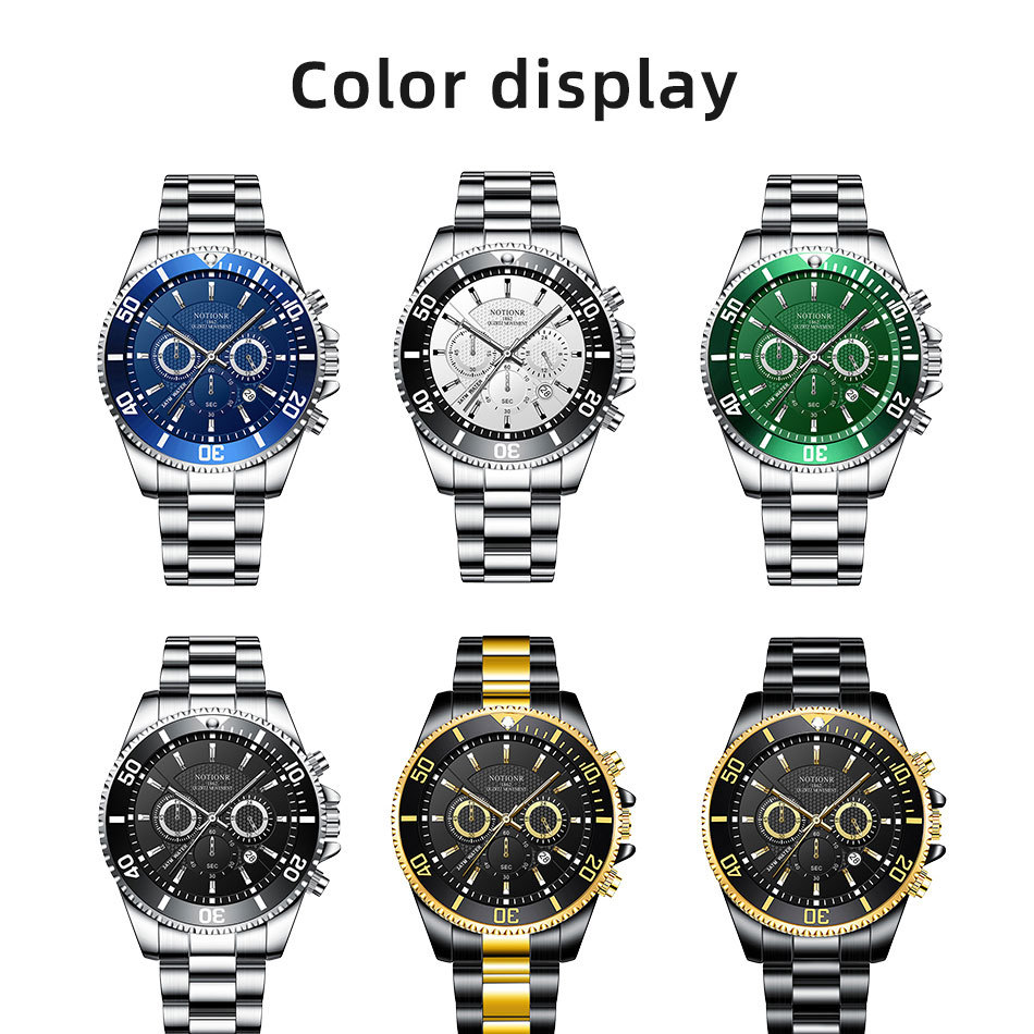 Title 3, Luxury Gold Green Watch Mens Waterproof Stainl...