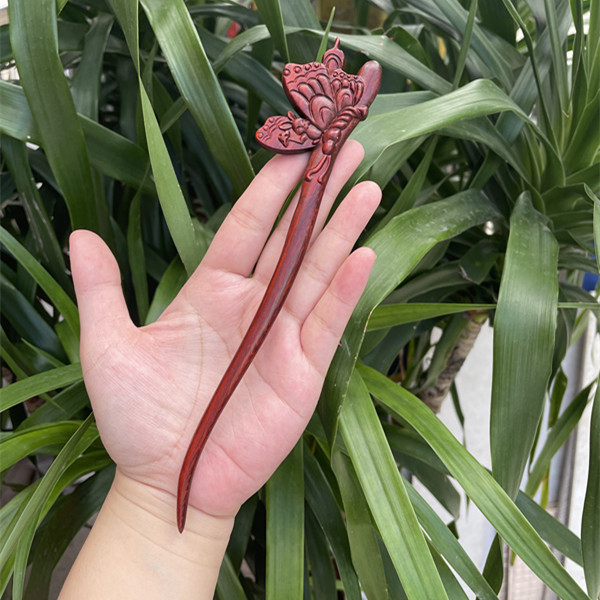 Ebony Antique Carved Hairpin 23