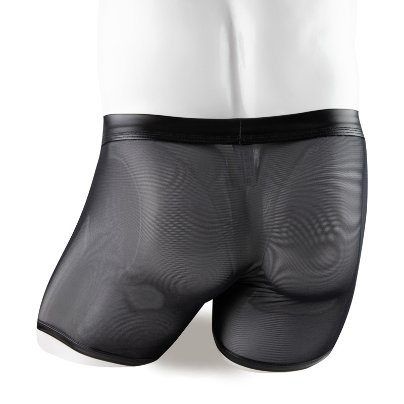Men's Underwear Patent Leather Stitching Mesh