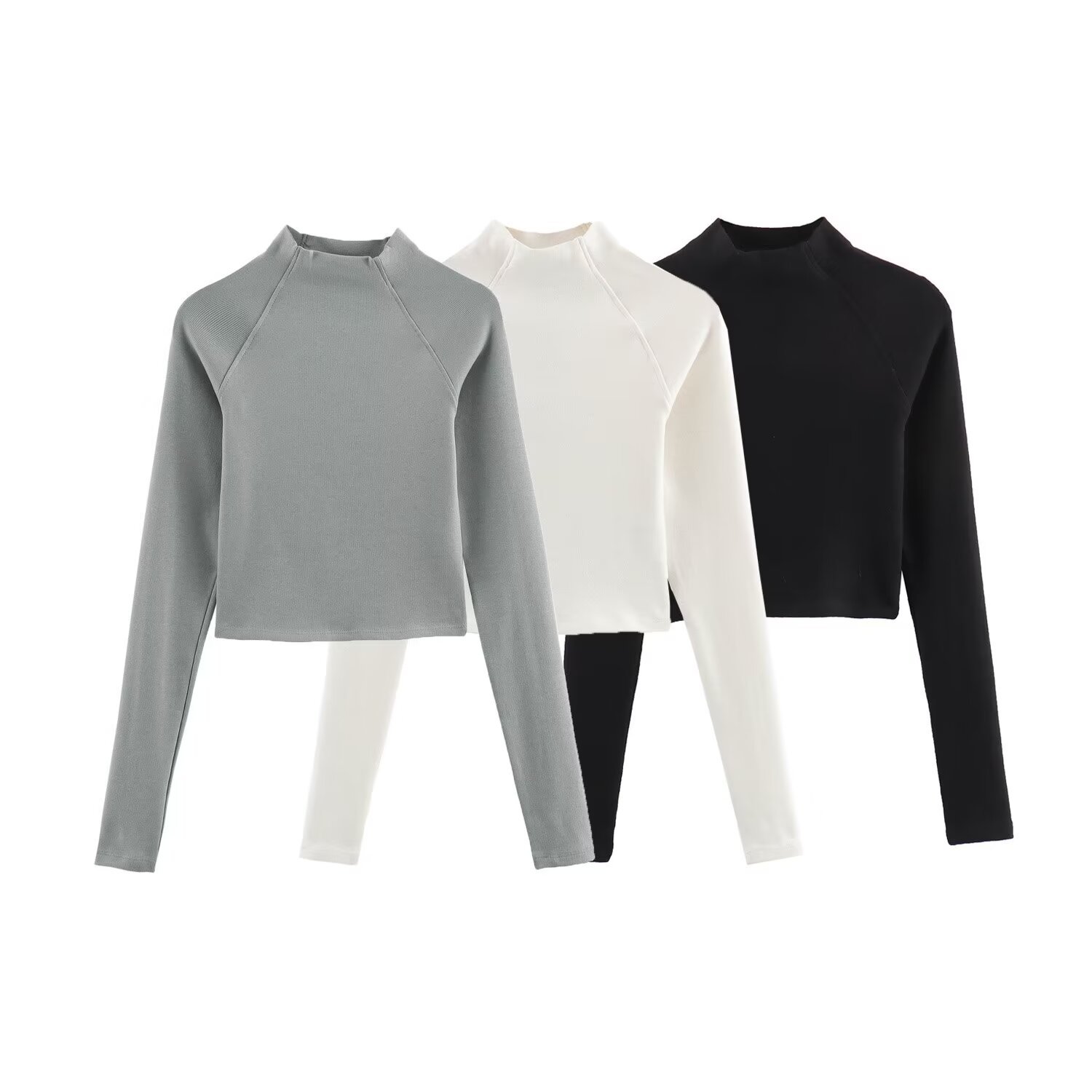 Women's Raglan Long Sleeve O-neck Short T-shirt