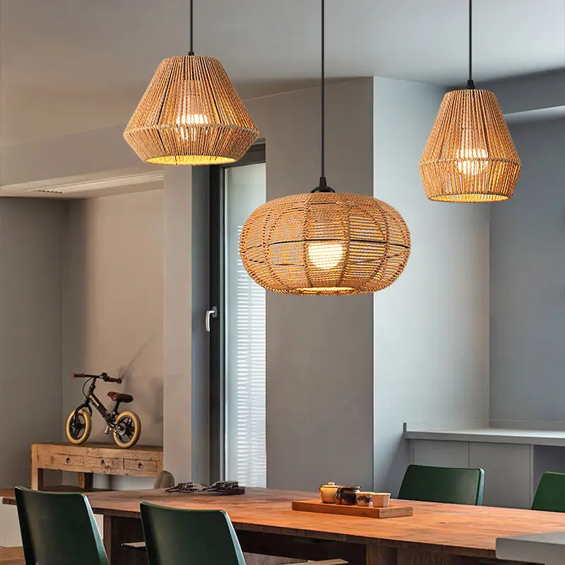 New Chinese Style Creative Woven Rattan Chandelier