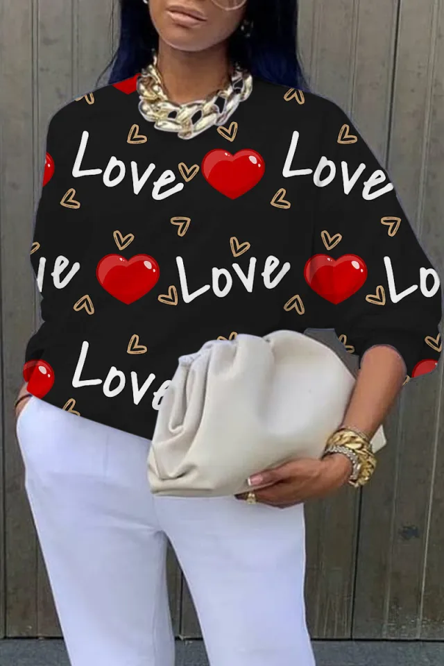 European And American Long Sleeve Round Neck Abstract Style Sweater Adh1B230111W M - Shop at LoveMi