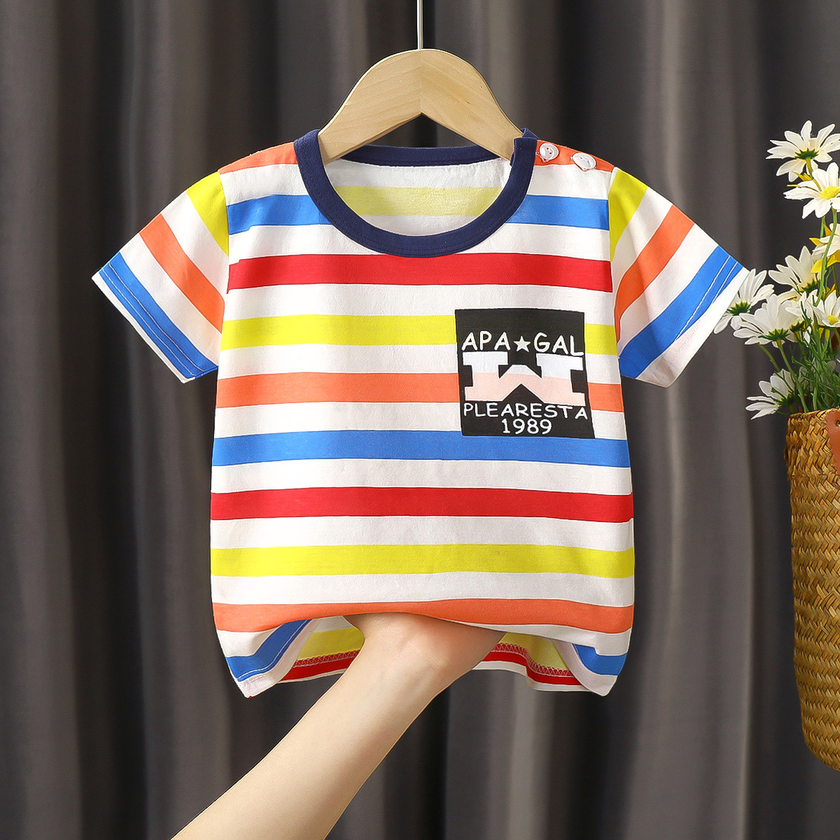 Short T Shirt Colorful Stripes