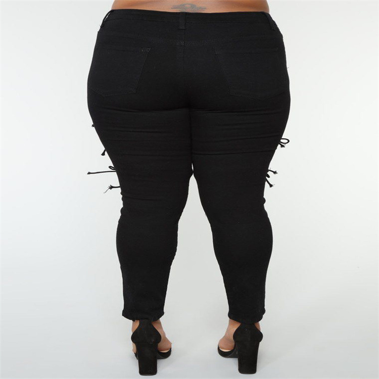 Title 5, Jeans damskie plus size z paskami i oczkami – m...