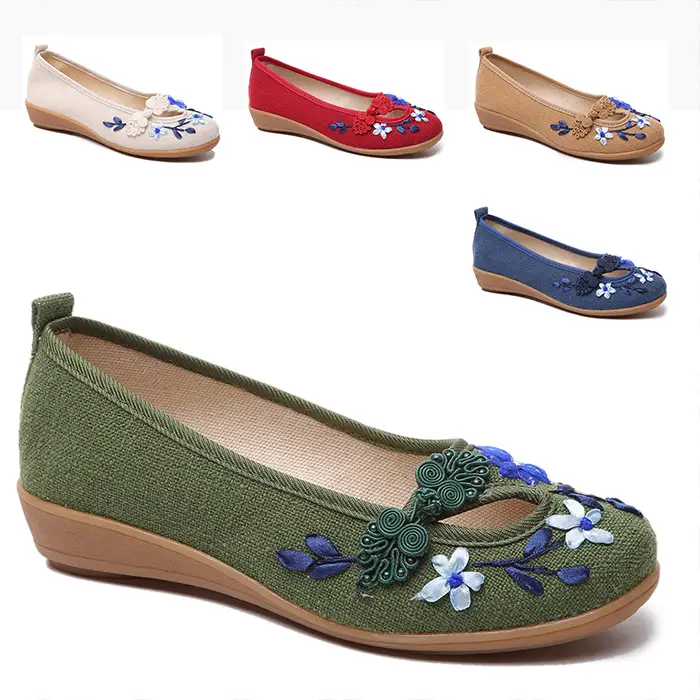 Cloth Shoes Small Floral Buckle Low-top Shoes Low-cut Square Dance Mom Shoes Women's Shoes 404142