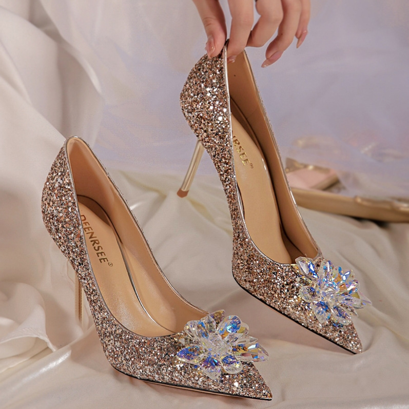 Title 8, French Wedding Bridesmaid Crystal Stiletto Heel...