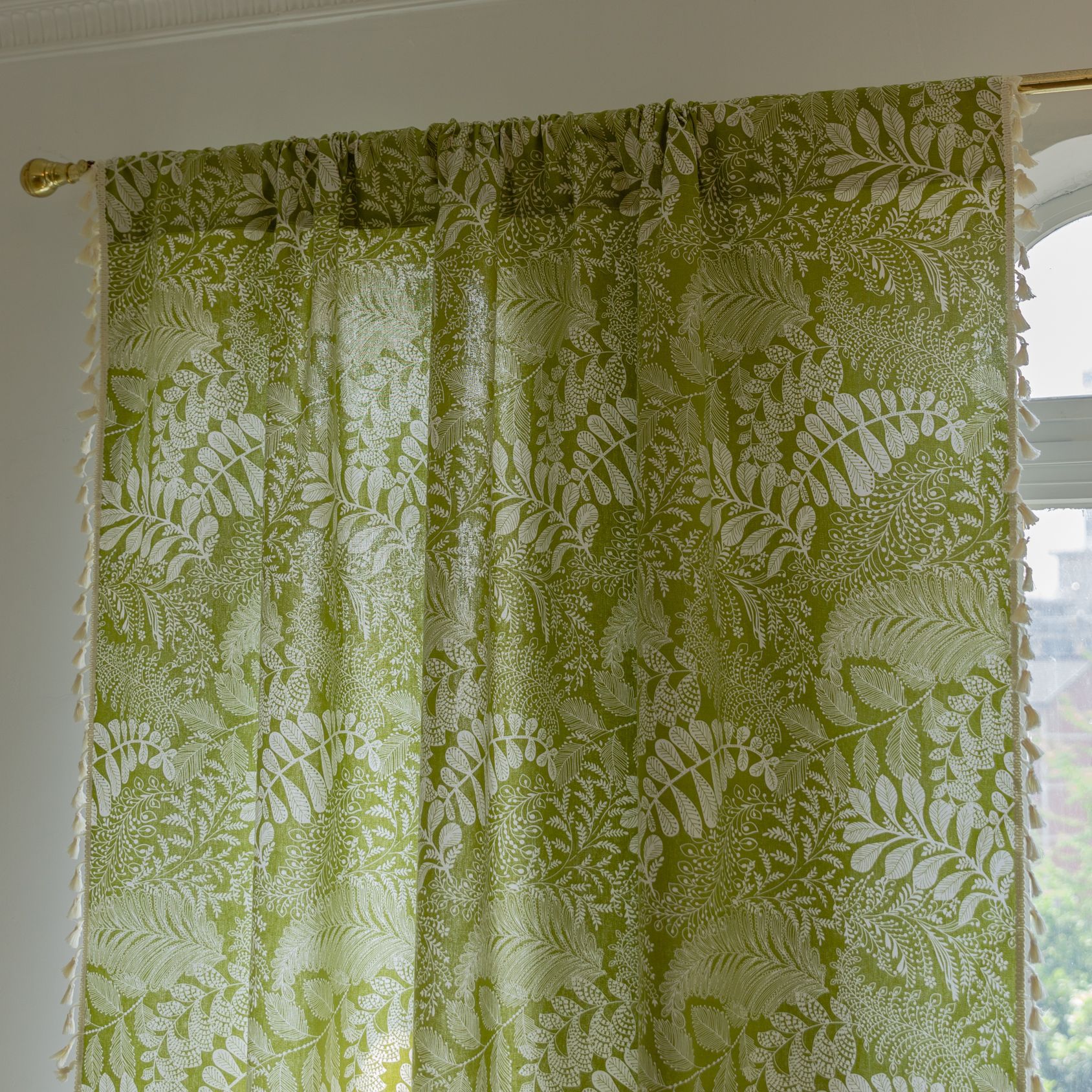 Green Leaf Pattern Curtains