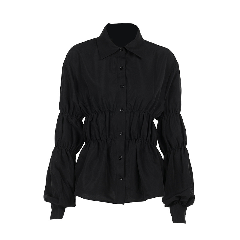 Women's Fashion Pleated Shirt Long Sleeve Top