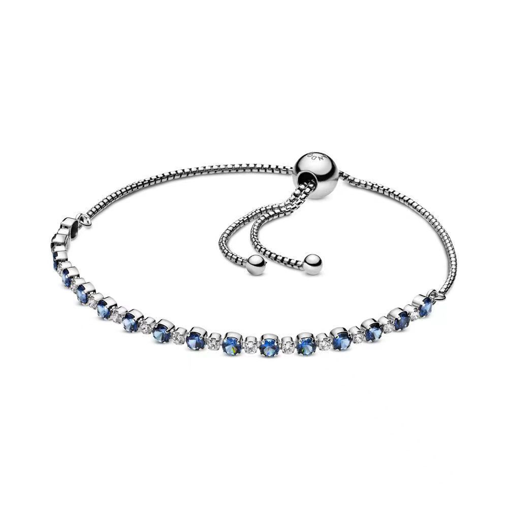 S925 Sterling Silver Pave Gang Drill Stretchable Adjustable Bracelet