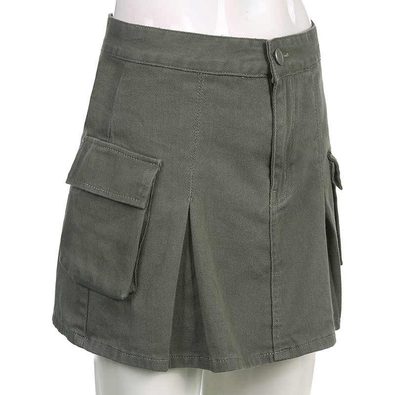 Title 17, Punk Fashion Low Rise Pleated Workwear Skirt fo...