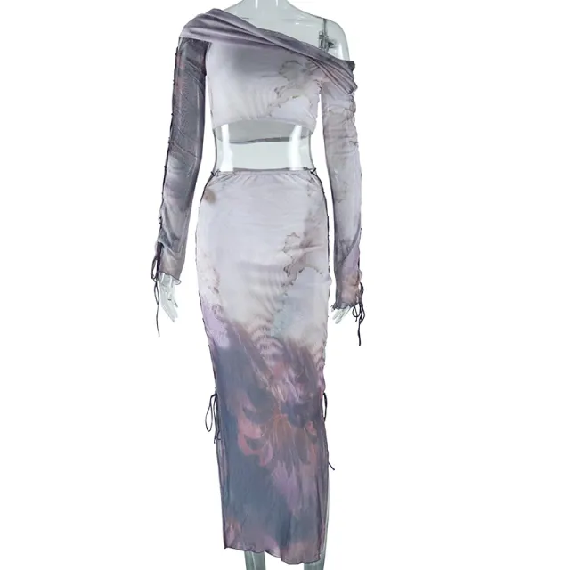 European And American Style Fashion Long Sleeve Drawstring Top Skirt Apricot Brown - Shop at LoveMi
