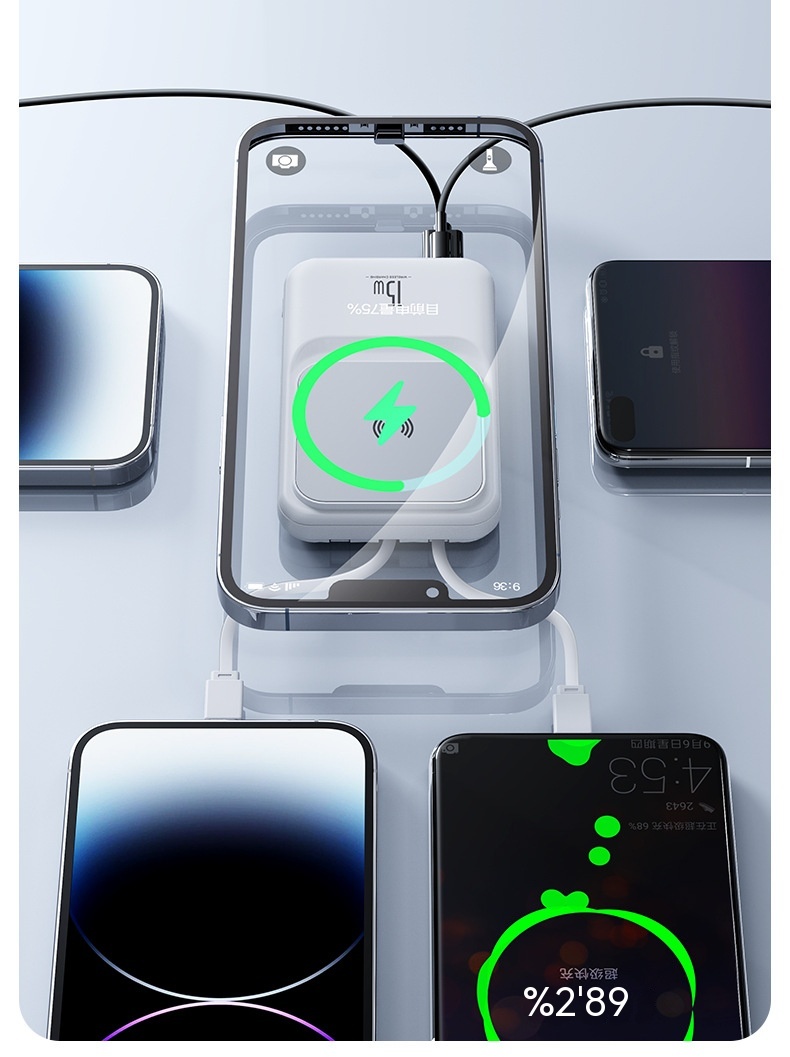 Magnetic Wireless Charger Power Bank With Cable Super Fast Charge Mobile Power 10000 MA 30