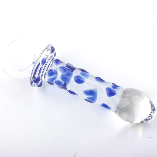 Bead Lock Blue Core Hand Pull Type Glass Dildo Product 5