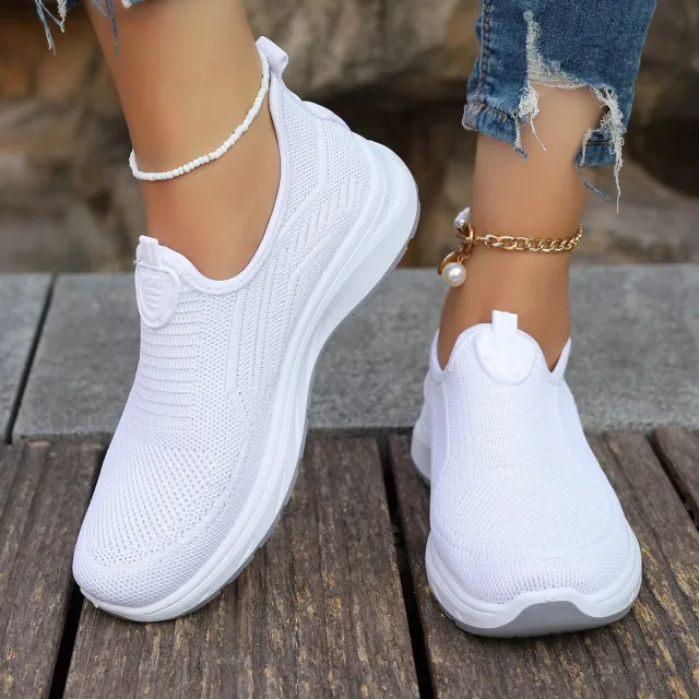 Women's Soft Bottom Slip on Flyknit Breathable Casual Shoes White - Shop at LoveMi