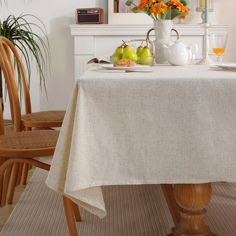 Simple Rustic Cotton-Linen Tablecloth