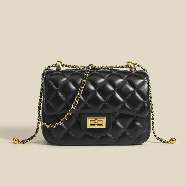 Fashionable All match One shoulder Crossbody Soft Leather Small Square Bag Black - Shop at LoveMi