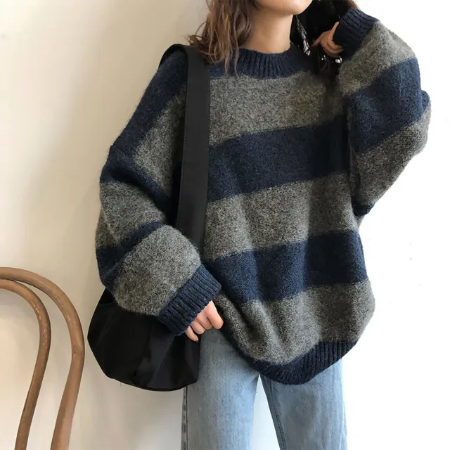 Niche Retro Lazy Style Pullover Outer Wear Gray - Shop at LoveMi