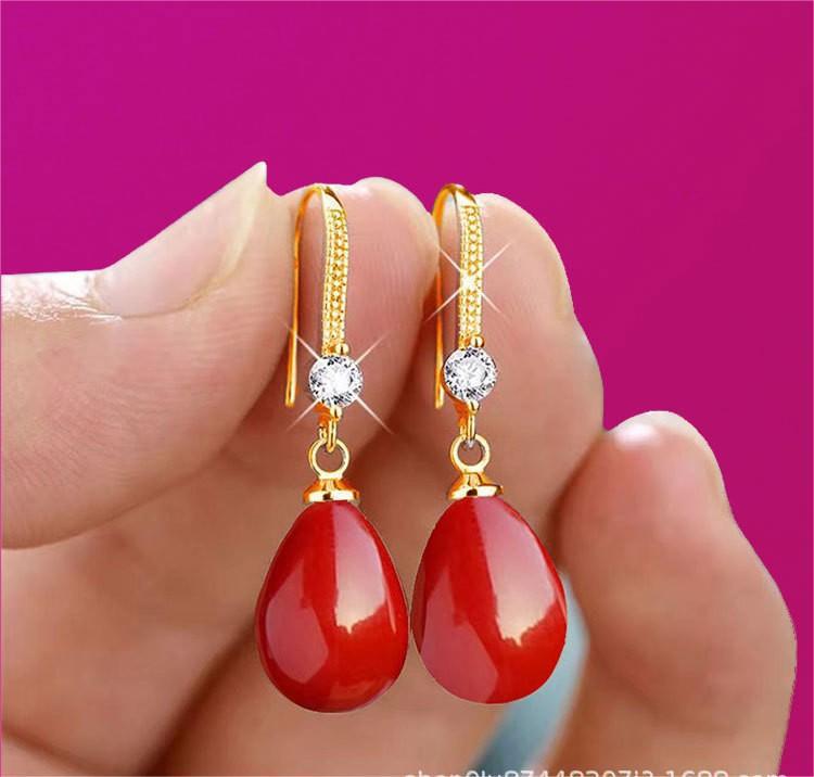 Water Drop Pendant Oval Earrings