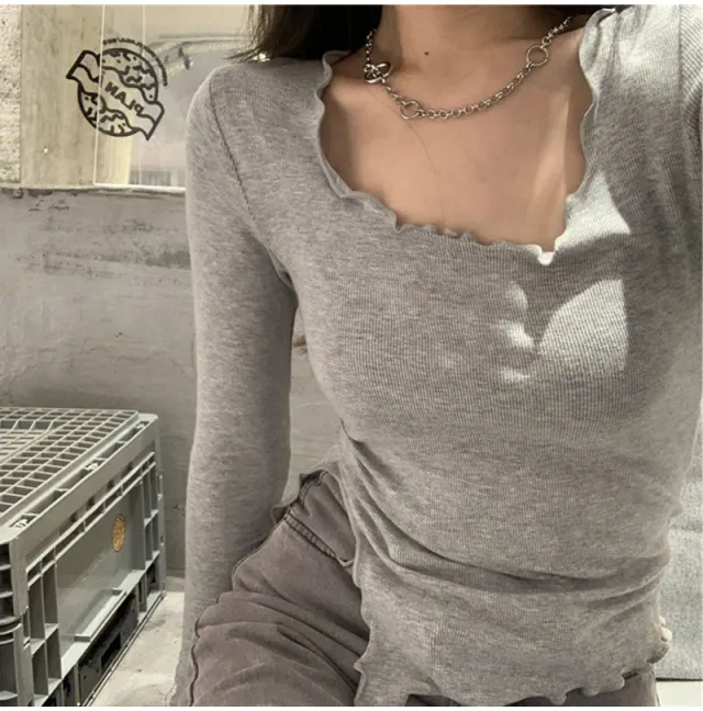 Close fitting And Slim fitting Long Sleeve Base Gray - Shop at LoveMi