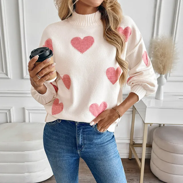 European And American Lazy Korean Style Mock Neck Sweater Light Pink - Shop at LoveMi
