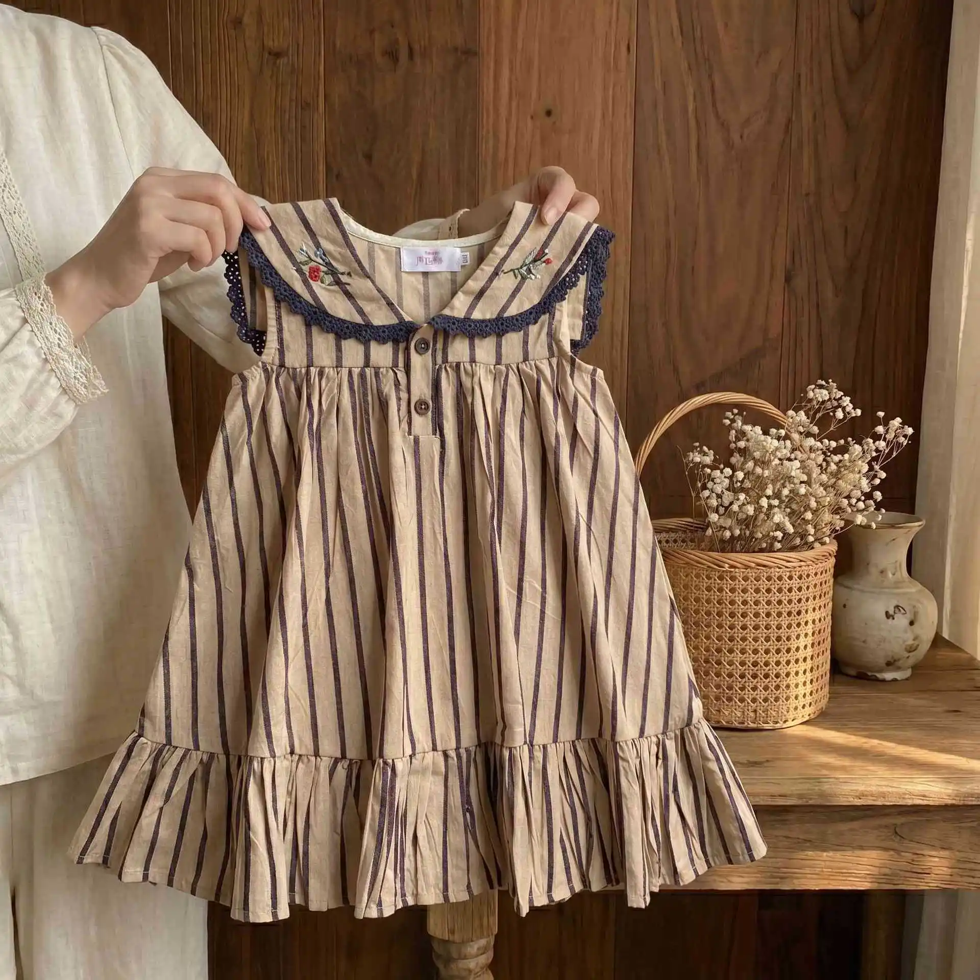 Princess-style Cotton Embroidered Dress