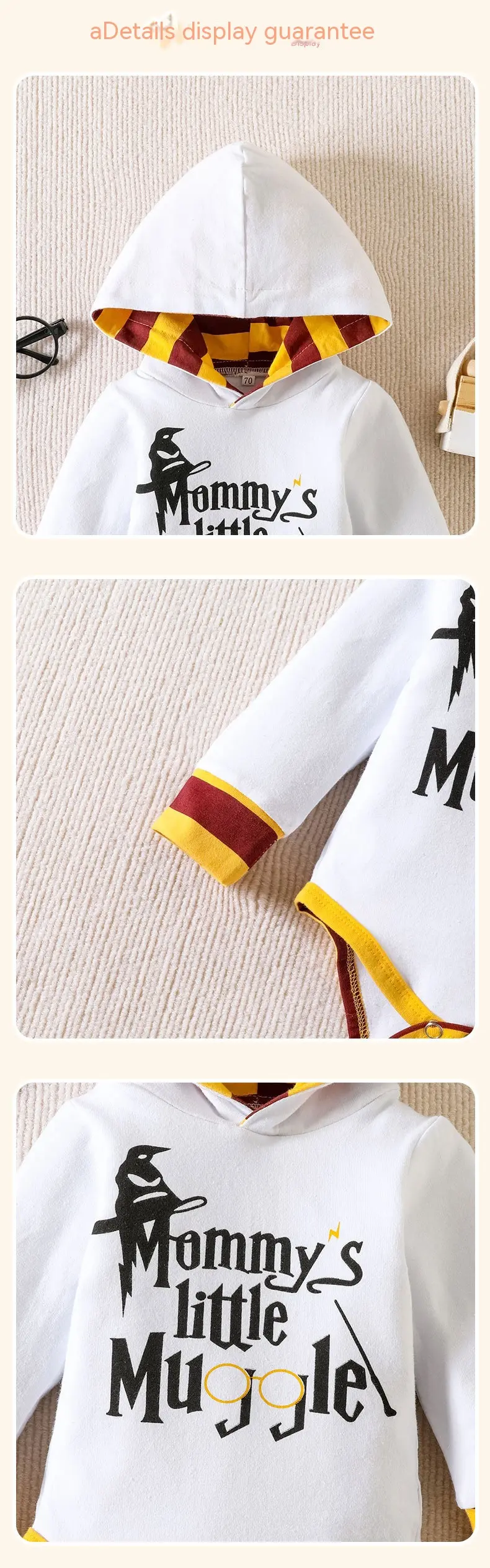 Long Sleeve Hooded Top Striped Trousers Rompers Jumpsuit Suit
