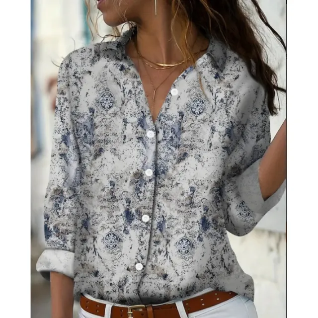 Fashion Casual Shirt Digital Printing Lapel Long Sleeve Shirt Color2 - Shop at LoveMi
