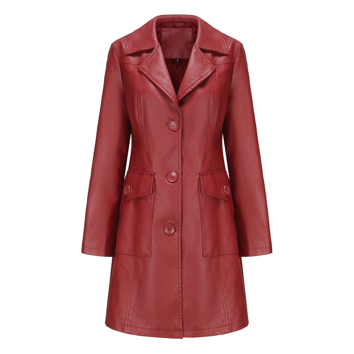 Women’s Long Leather Trench Coat – Fashion Outerwear