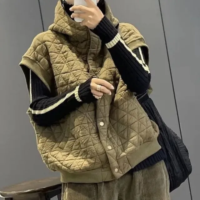 Women's Fashion Casual All match Hoodie Vest Army Green - Shop at LoveMi