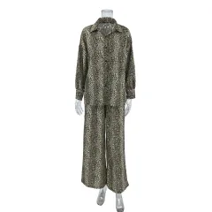 Fashionable Leopard Print Loose Ice Silk Pyjamas For Women - Leopard Print - View 1