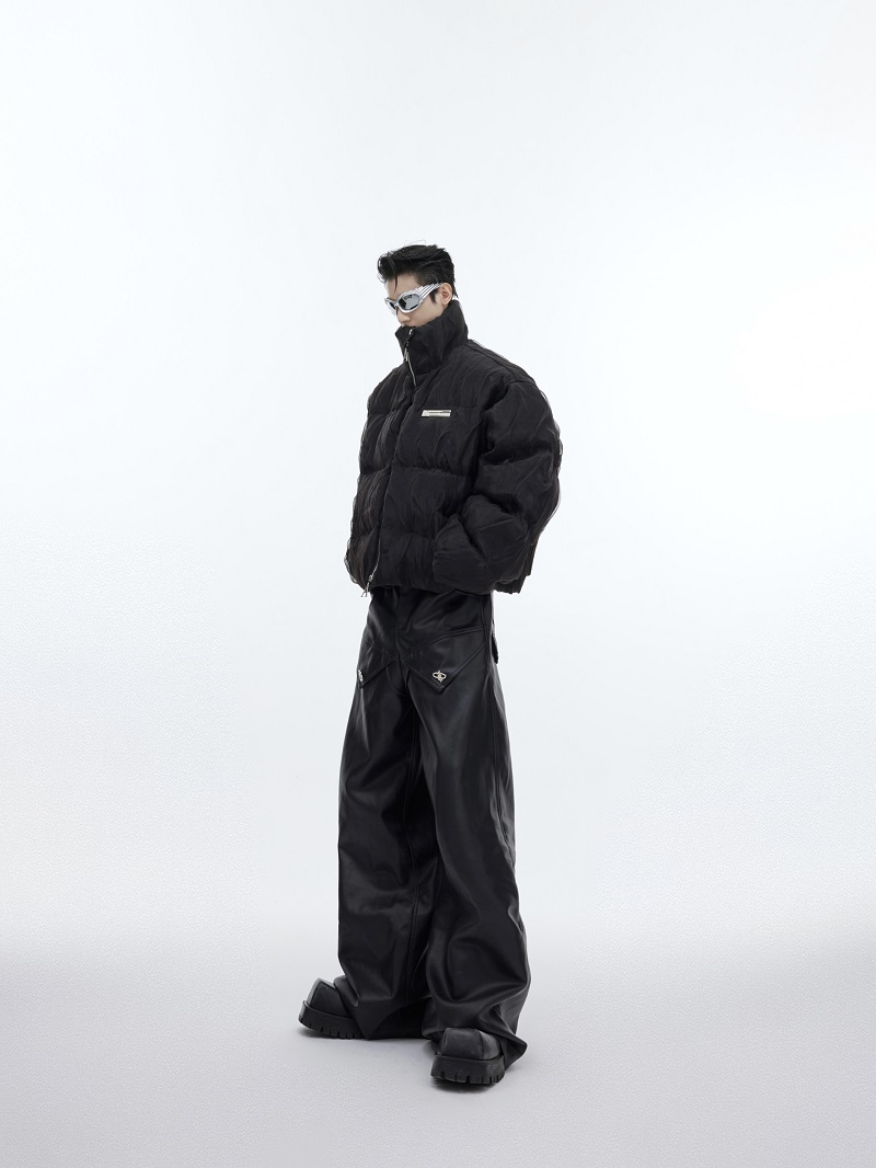 Niche Pleated Texture Thicken Cotton Clothes Coat Men