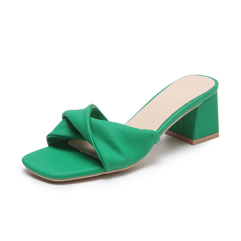 Pleated Block Heel Slip-Ons