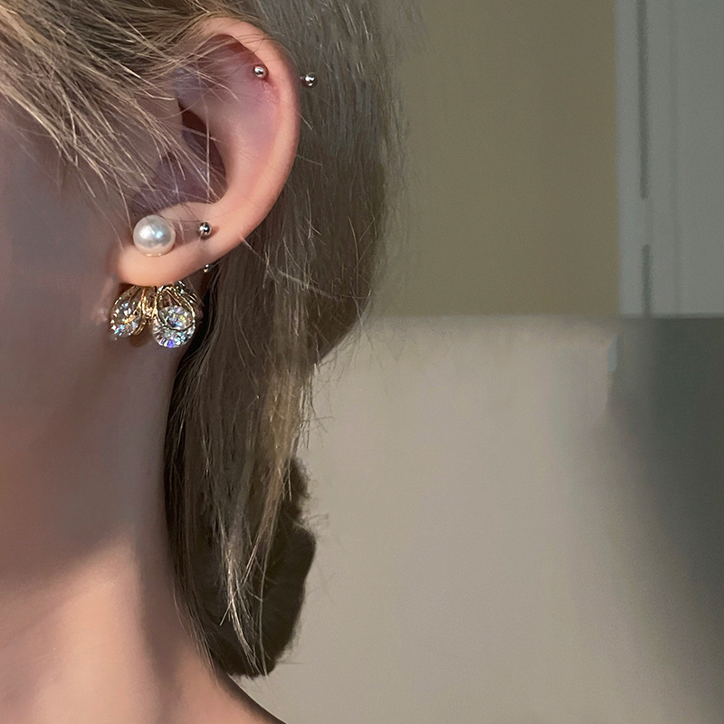 Fashion Personalized Zircon Heart Pearl Earrings Women