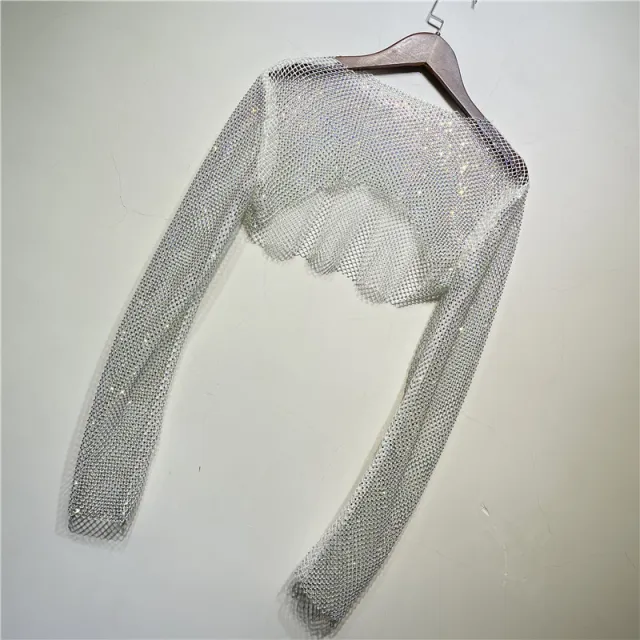 Pullover Long Sleeve With Suspender Skirt Small Shirt Elegant Rhinestone Top Women's Fashion White - Shop at LoveMi