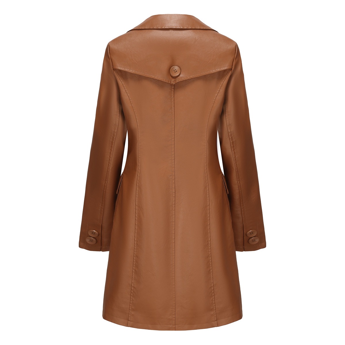 Women’s Long Leather Trench Coat – Fashion Outerwear