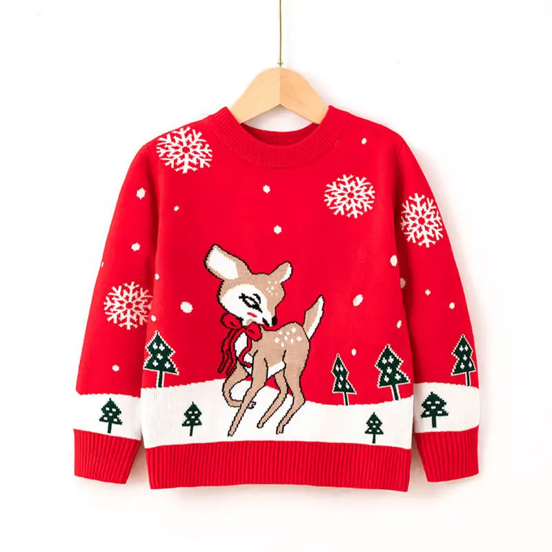 New Autumn And Winter Children's Christmas Snowflake Pullover Sweater