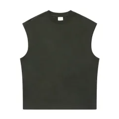 Heavyweight Sleeveless Pure Cotton Sleeveless T-shirt - Chocolate - View 1