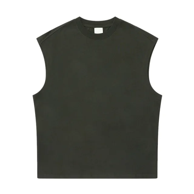 Heavyweight Sleeveless Pure Cotton Sleeveless T shirt Chocolate - Shop at LoveMi
