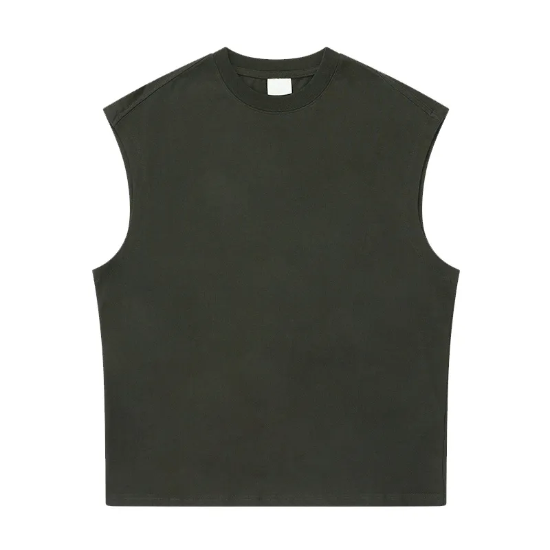 Heavyweight Sleeveless Pure Cotton Sleeveless T-shirt - Chocolate