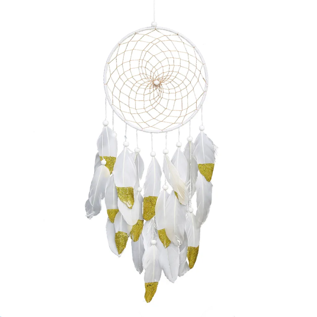 Indian Style Large Floating Feather Dreamcatcher Ornaments - White