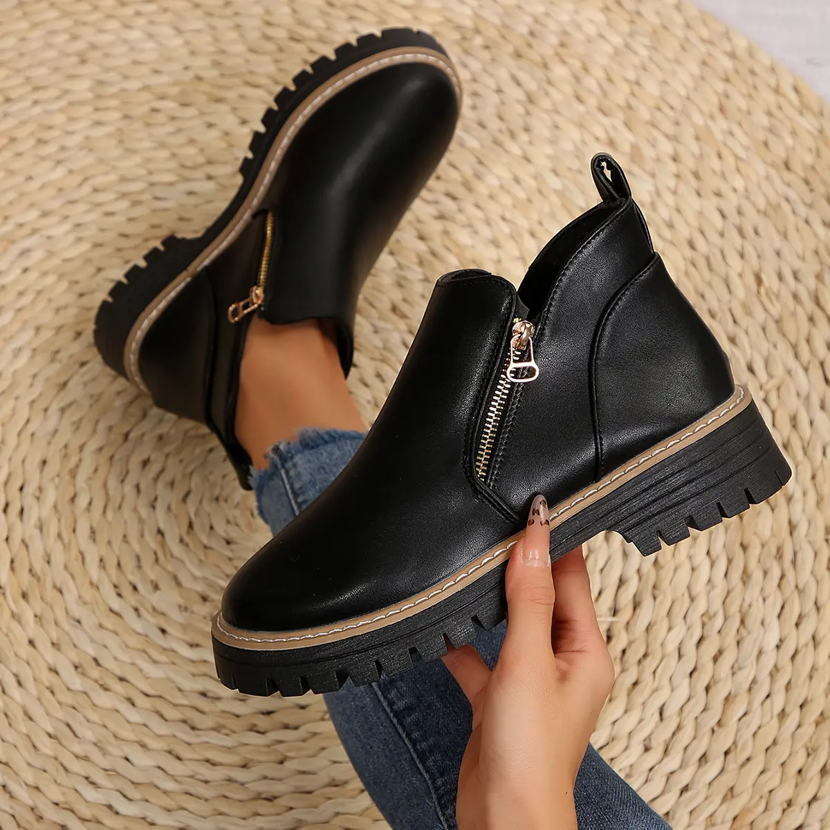 Autumn And Winter Round Toe High Heel