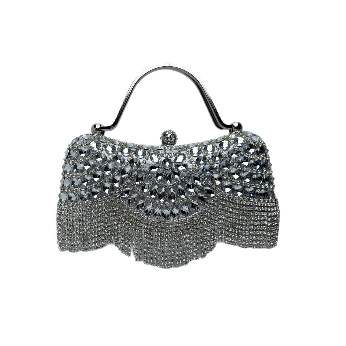 Diamond-encrusted Clutch With Tassel Evening Bag